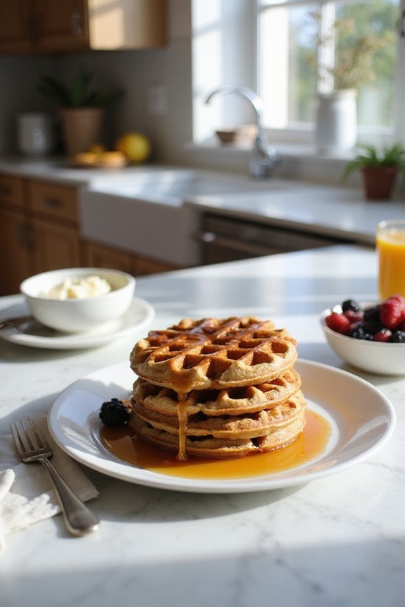 buckwheat waffles with syrup