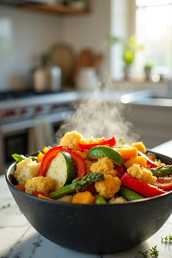 evenly cooked air fried vegetables