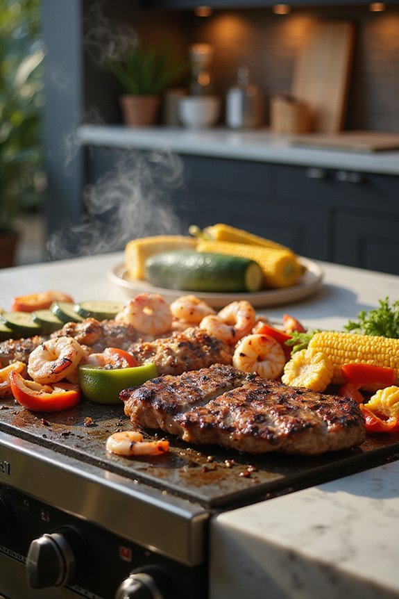 grilling vibrant vegetables and proteins