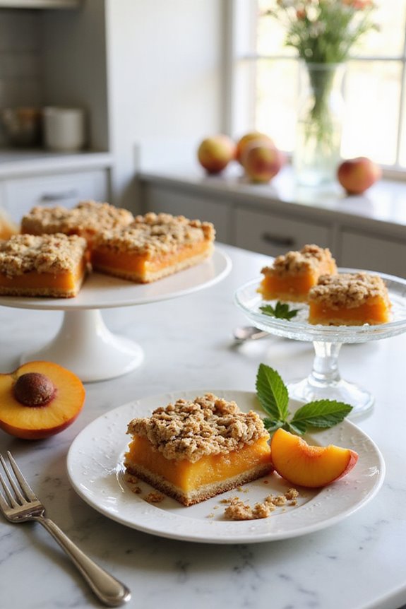 peach dessert bars and crumbles