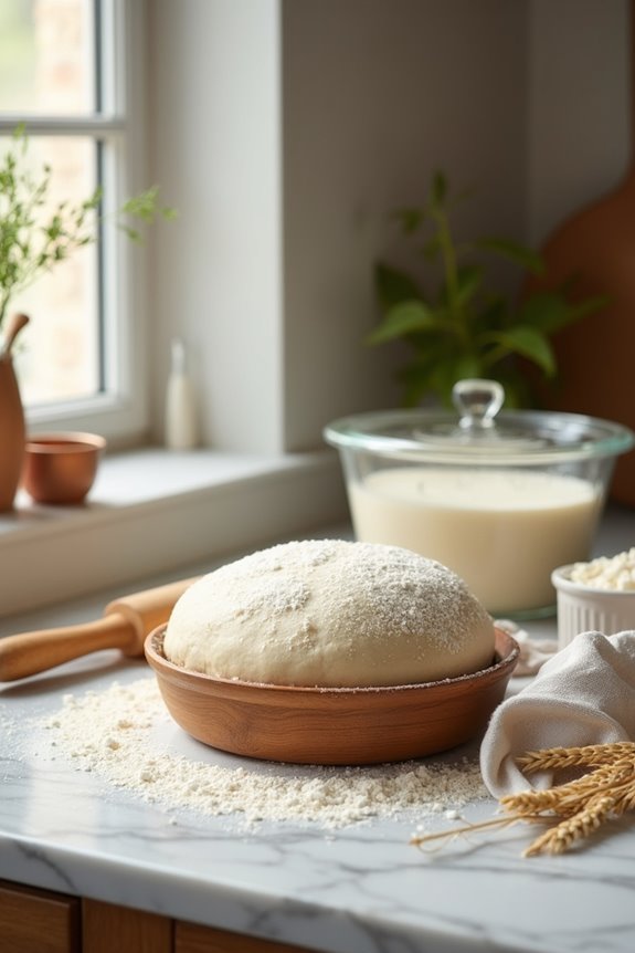 preparing dough for proofing